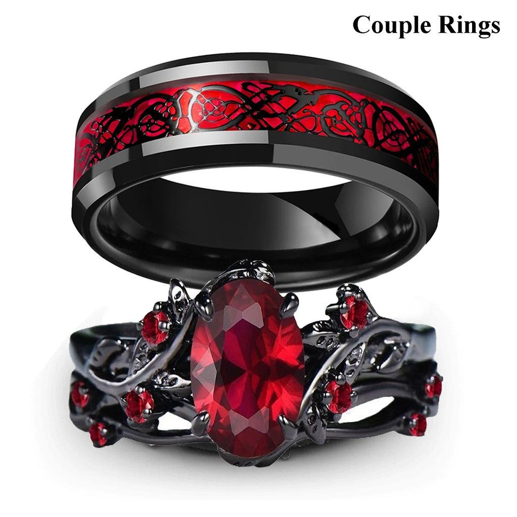 Couple Dragon Ring Set