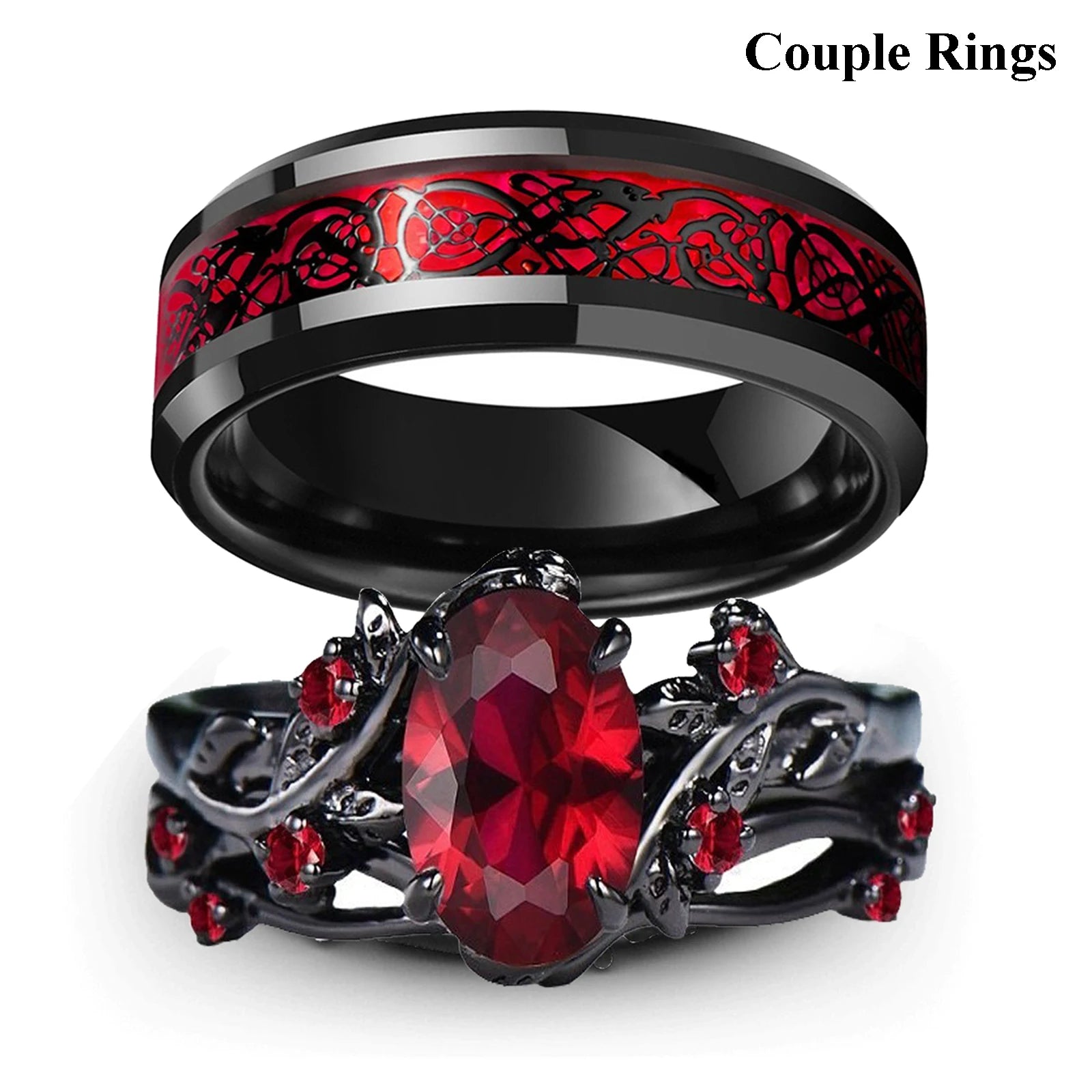 Couple Dragon Ring Set