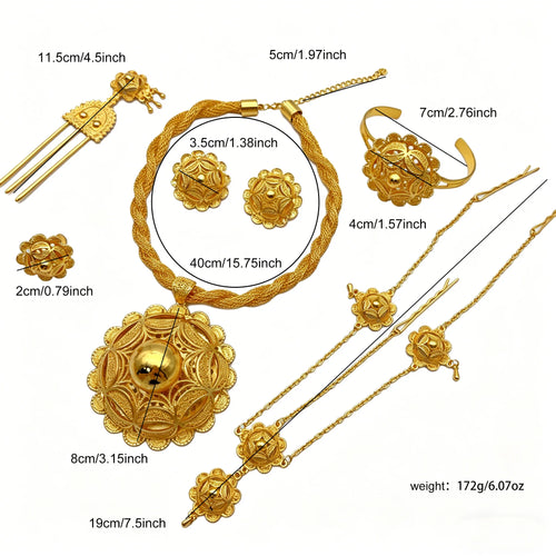 Royal Ethiopian-Inspired Gold-Plated Jewelry Set (6 PCS)