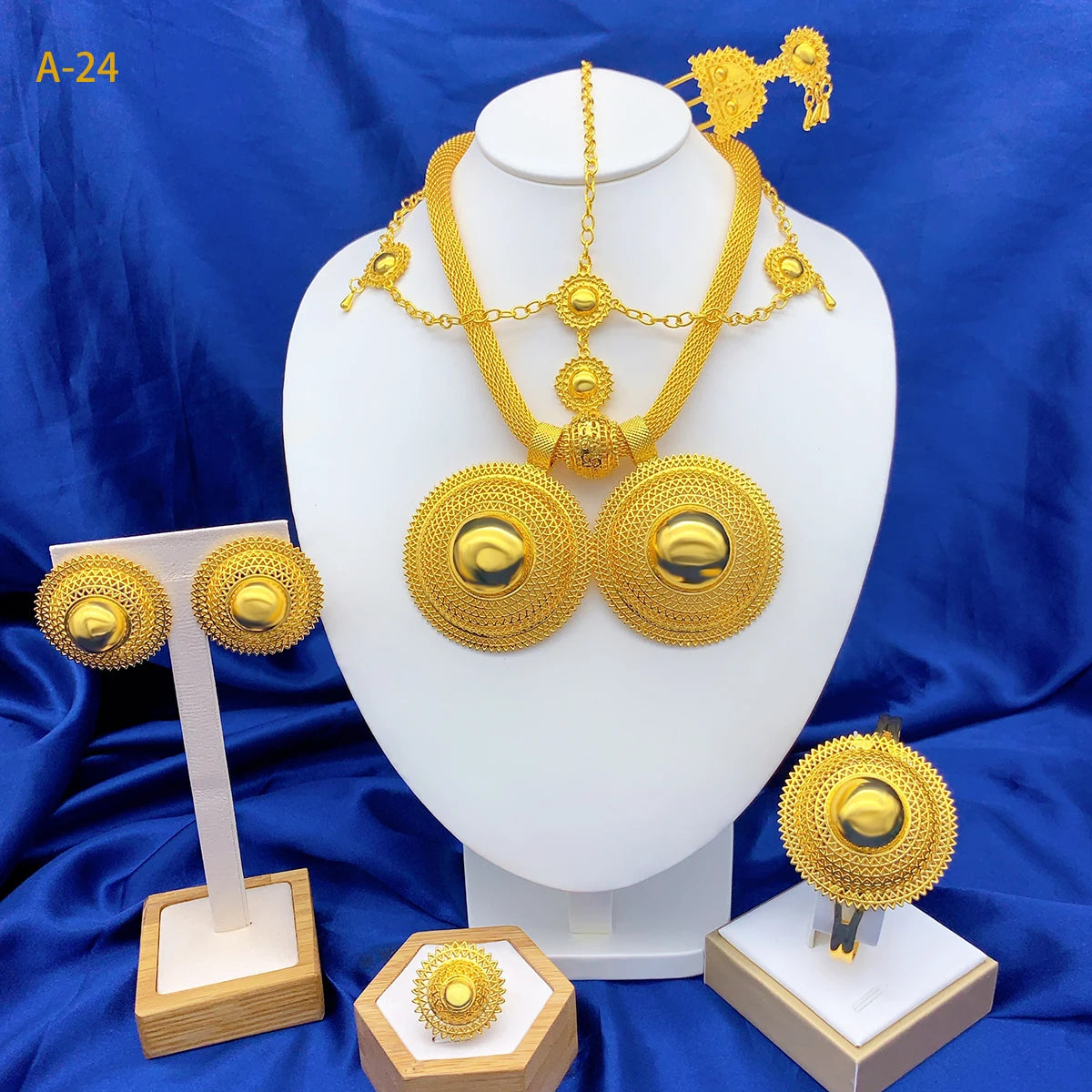 Royal Ethiopian-Inspired Gold-Plated Jewelry Set (6 PCS)